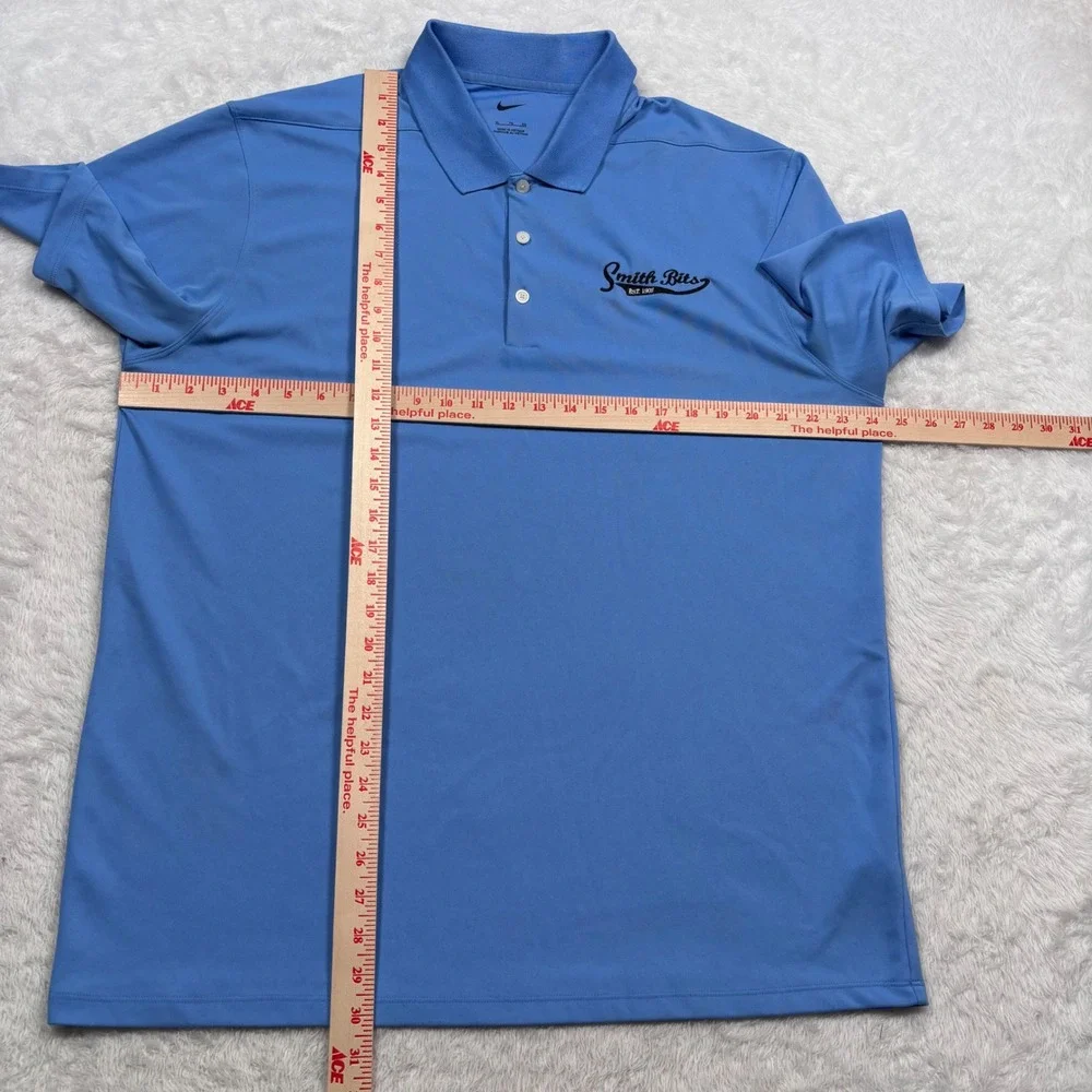 Smith Bits Nike Polo Shirt Men XL Light Blue Embroider Performance Wicking Drill